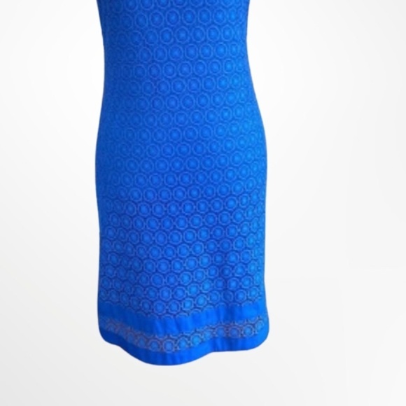 Isaac Mizrahi Live Short Sleeve Blue Eyelet Lace Sheath Dress Size XS - Picture 5 of 7